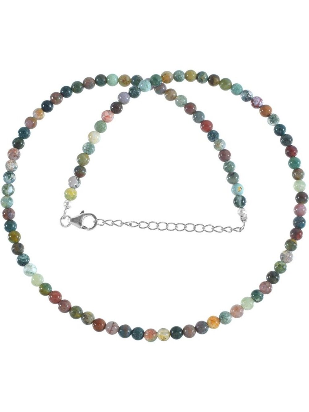 4mm Natural Gemstone Beaded Necklace, Adjustable 925 Silver Chain, Trendy Pearl